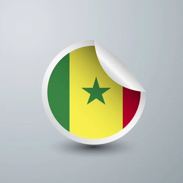 Flaga Senegal Naklejkami Białym Tle Ilustracja Wektorowa Etykiety Okrągły Tag — Wektor stockowy