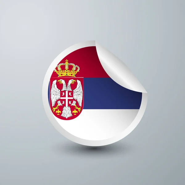 Serbia Flag Sticker Design Isolated White Background Vector Illustration Label — Stock Vector