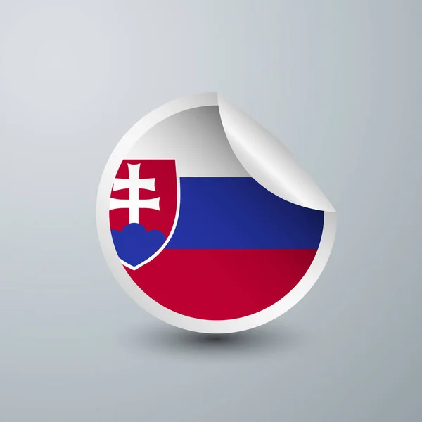 Slowakische Flagge Mit Aufkleber Design Auf Weißem Hintergrund Vektor Illustration — Stockvektor