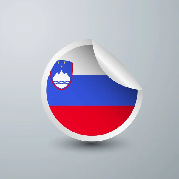 Slowenische Flagge Mit Aufkleber Design Isoliert Auf Weißem Hintergrund Vektor — Stockvektor