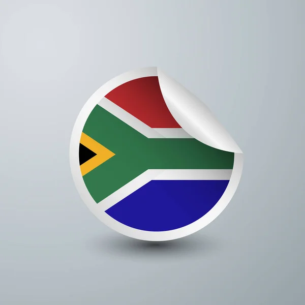 South Africa Flag Sticker Design Isolated White Background Vector Illustration — ストックベクタ