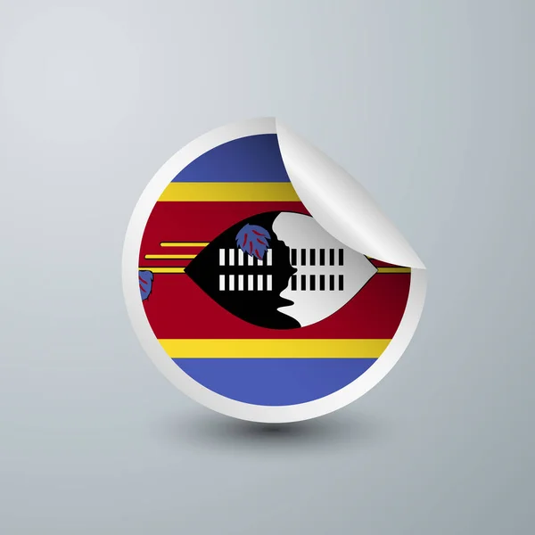 Bandera Suazilandia Con Diseño Pegatina Aislada Sobre Fondo Blanco Ilustración — Archivo Imágenes Vectoriales