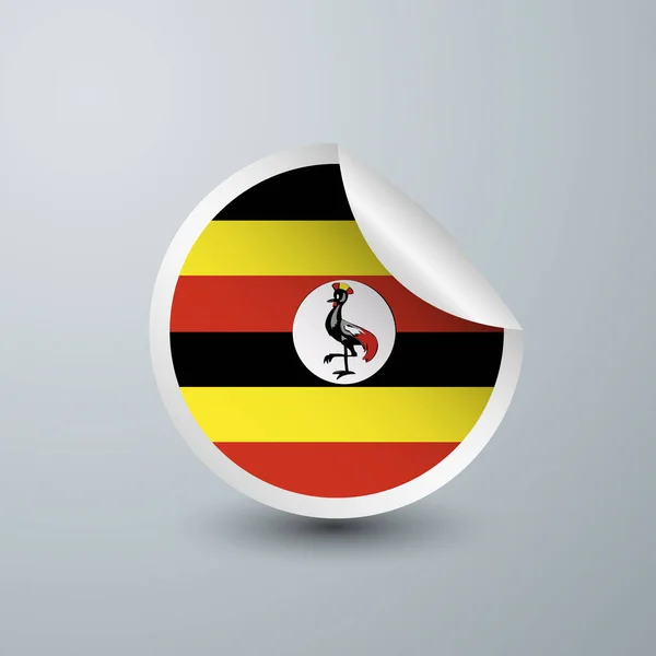 Bandera Uganda Con Diseño Pegatina Aislada Sobre Fondo Blanco Ilustración — Archivo Imágenes Vectoriales