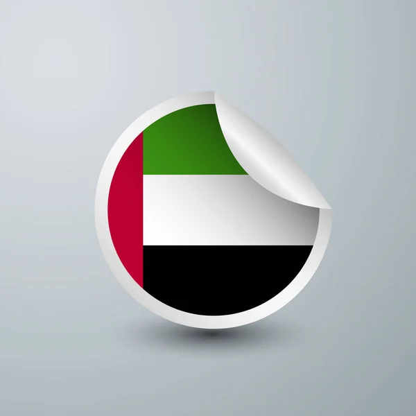 Bandera Los Emiratos Árabes Unidos Con Diseño Pegatina Aislada Sobre — Vector de stock
