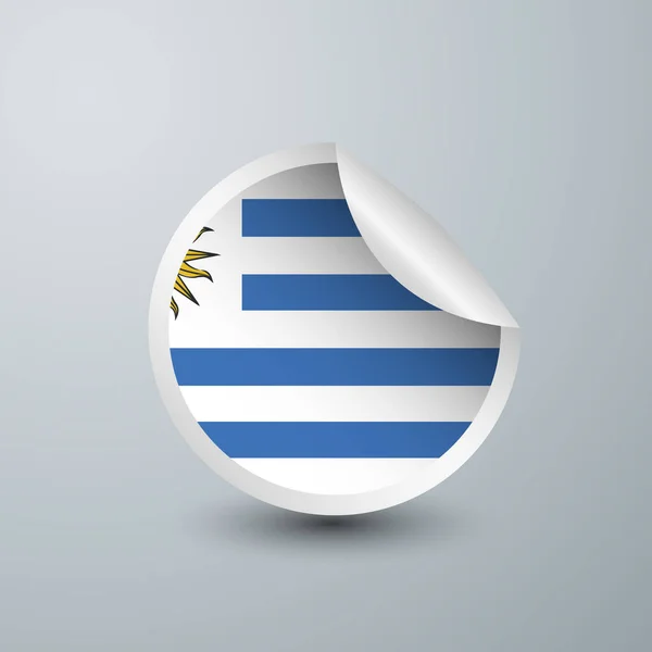 Uruguay Flag Sticker Design Isolated White Background Vector Illustration Label — ストックベクタ