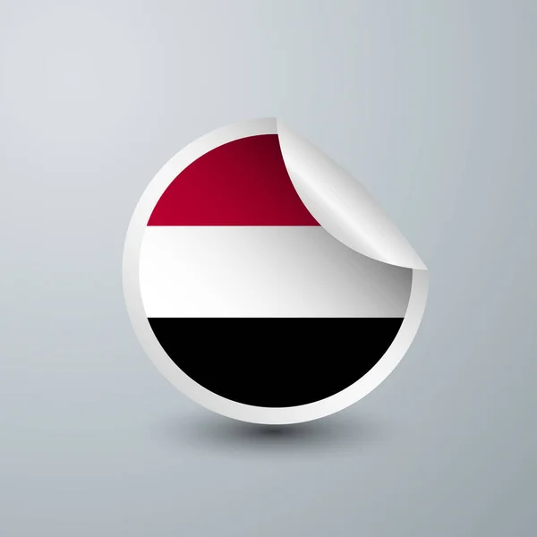 Yemen Flag Sticker Design Isolated White Background Vector Illustration Label — ストックベクタ