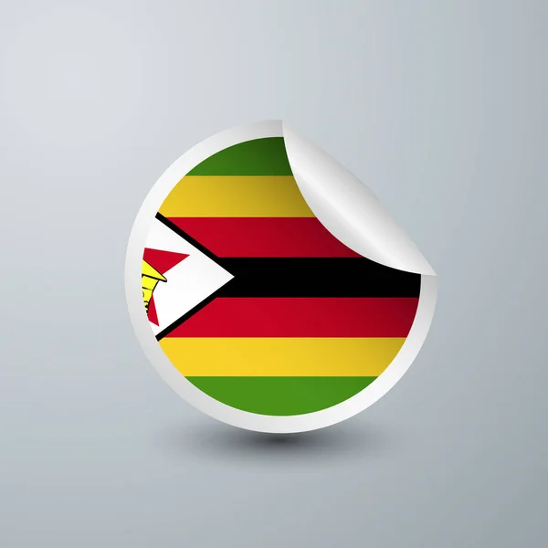 Zimbabwe Flagge Mit Aufkleber Design Isoliert Auf Weißem Hintergrund Vektor — Stockvektor
