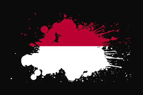 Bendera Indonesia Dengan Efek Grunge Desain Ini Akan Digunakan Grafik - Stok Vektor