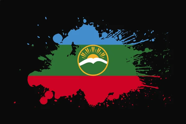 Karachay Cherkessia Flag Grunge Effect Design Used Shirt Graphics Print — Vettoriale Stock