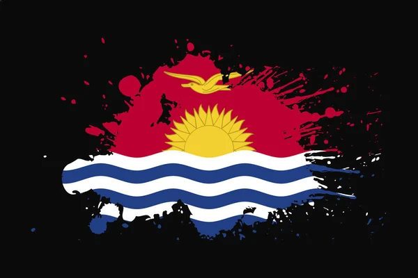 基里巴斯国旗与卷曲效果设计 它将用于T恤衫图形 印刷品 海报和背景 — 图库矢量图片