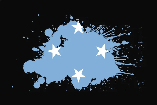 Mikronéziai Zászló Grunge Effektus Tervezéssel Lesz Használt Póló Grafika Nyomtatás — Stock Vector