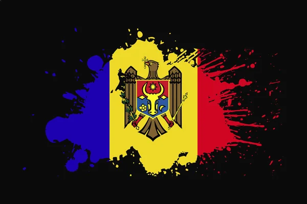 Bendera Moldova Dengan Desain Efek Grunge Ini Akan Digunakan Grafik - Stok Vektor