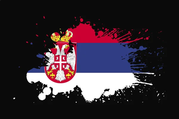 塞尔维亚国旗与卷曲效果设计 它将用于T恤衫图形 印刷品 海报和背景 — 图库矢量图片