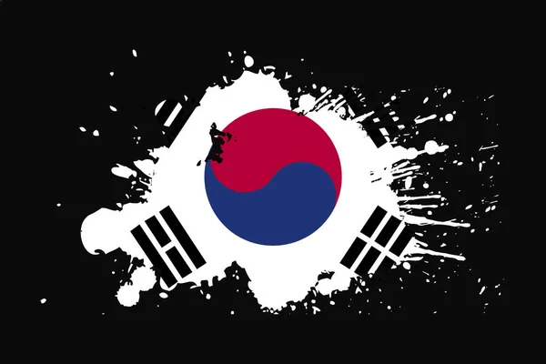 South Korea Flag Grunge Effect Design Used Shirt Graphics Print — Stock Vector
