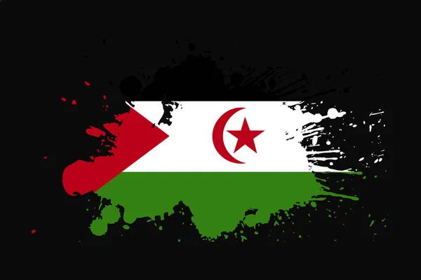 Drapeau Sahara Occidental Avec Motif Effet Grunge Sera Utilisé Graphiques — Image vectorielle