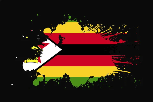 Zimbabwe Flag Grunge Effect Design Used Shirt Graphics Print Poster — Stock Vector
