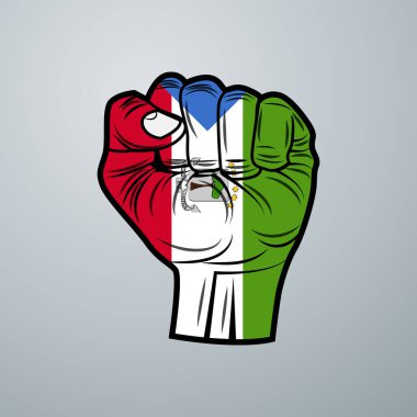 Ekvator Gngland Bayrağı ve beyaz arka planda El Tasarımı. Vektör illüstrasyonu