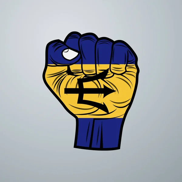 Barbados Flagge Mit Hand Design Isoliert Auf Weißem Hintergrund Vektorillustration — Stockvektor