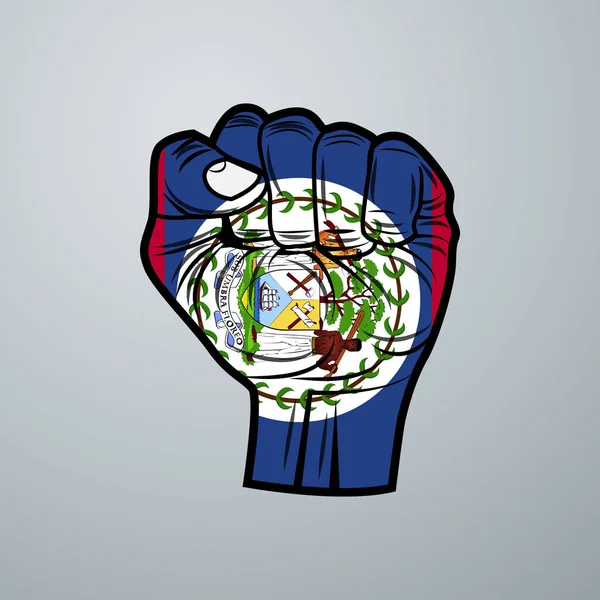 Drapeau Belize Avec Motif Main Isolé Sur Fond Blanc Illustration — Image vectorielle
