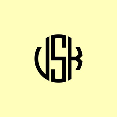 Yaratıcı Yuvarlak Harfler VSK Logosu. Bu başlangıç için hangi şirket veya markanın adı uygun olacaktır.