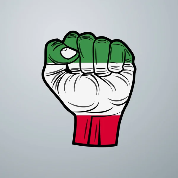 Itália Bandeira Com Mão Design Isolado Sobre Fundo Branco Ilustração —  Vetores de Stock