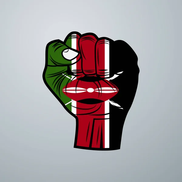 Kenia Flagge Mit Hand Design Isoliert Auf Weißem Hintergrund Vektorillustration — Stockvektor