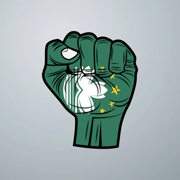 Bandeira Macau Com Design Mão Isolada Sobre Fundo Branco Ilustração —  Vetores de Stock