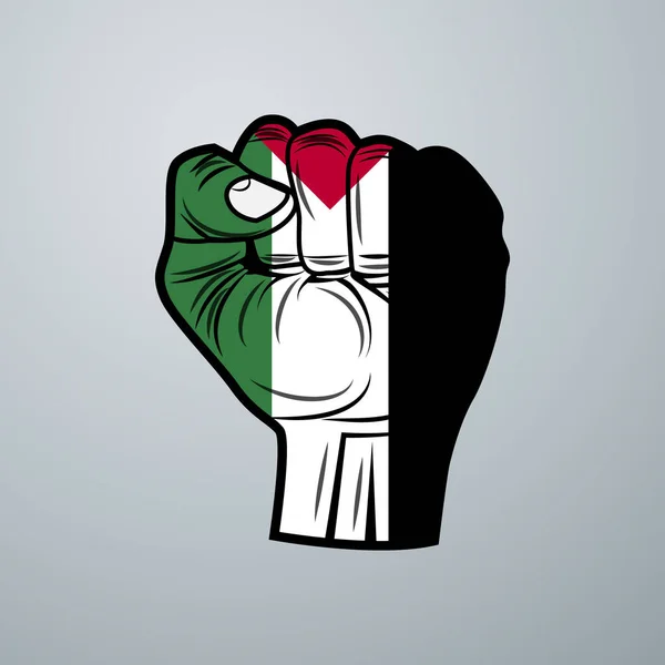 Bandera Palestina Con Diseño Mano Aislada Sobre Fondo Blanco Ilustración — Vector de stock