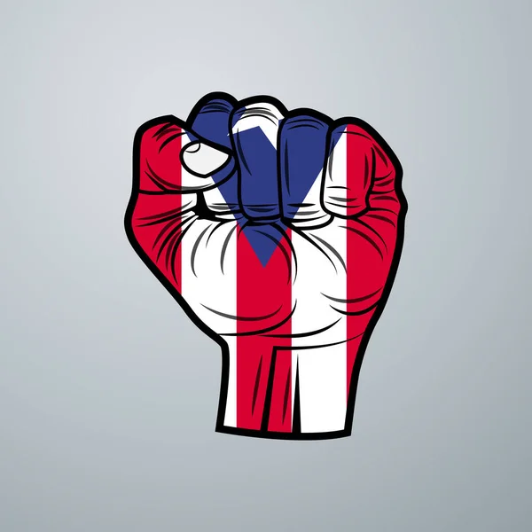 Bandeira Porto Rico Com Design Mão Isolada Sobre Fundo Branco — Vetor de Stock