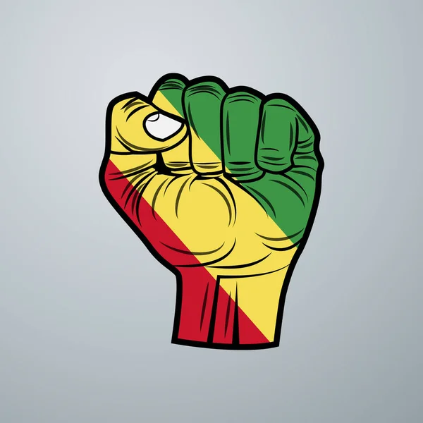 Republik Kongo Flagge Mit Hand Design Isoliert Auf Weißem Hintergrund — Stockvektor