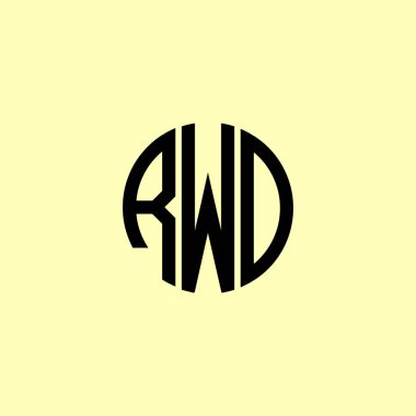 Yaratıcı Yuvarlak Harfler RWD logosu. Bu başlangıç için hangi şirket veya markanın adı uygun olacaktır.