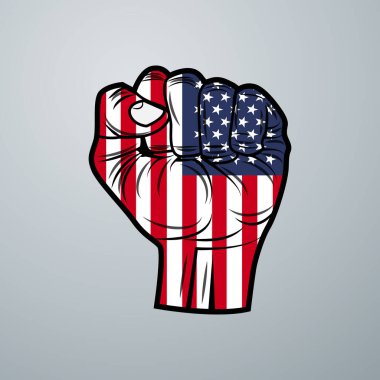 El Tasarımlı Birleşik Devletler Bayrağı beyaz arka planda izole edildi. Vektör illüstrasyonu