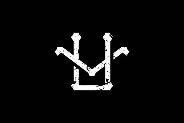 ヴィンテージイニシャル文字Uvロゴ このロゴにはアンティークのモノグラム書体が採用されています それは ロイヤルティ ブティック ホテル Heraldic ファッションに適しています — ストックベクタ