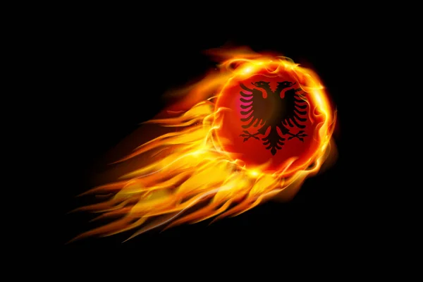 Bandera Albania Con Bola Fuego Diseño Realista Aislado Sobre Fondo — Vector de stock