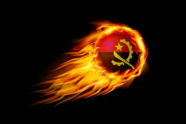 Angola Bandera Con Bola Fuego Diseño Realista Aislado Sobre Fondo — Vector de stock