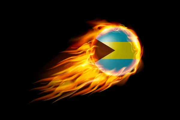 Bandeira Das Bahamas Com Bola Fogo Design Realista Isolado Fundo —  Vetores de Stock