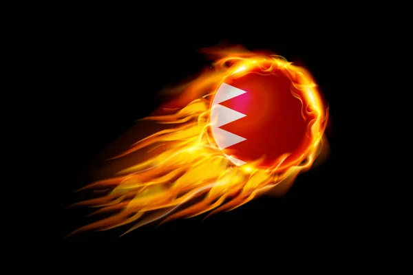 Bandera Bahréin Con Bola Fuego Diseño Realista Aislado Sobre Fondo — Archivo Imágenes Vectoriales