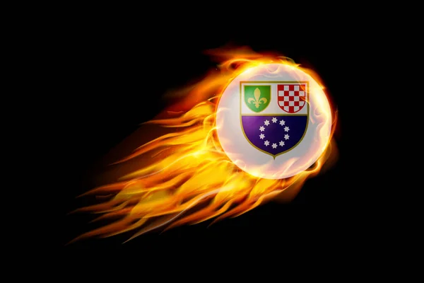 Bósnia Herzegovina Federação Bandeira Com Bola Fogo Projeto Realista Isolado — Vetor de Stock