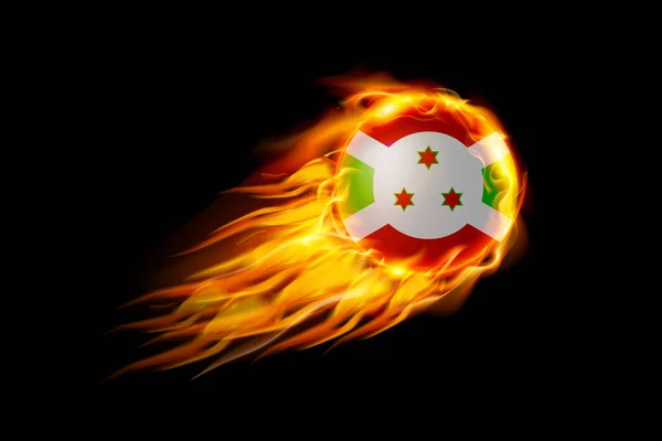 Burundi Bandera Con Bola Fuego Diseño Realista Aislado Sobre Fondo — Vector de stock