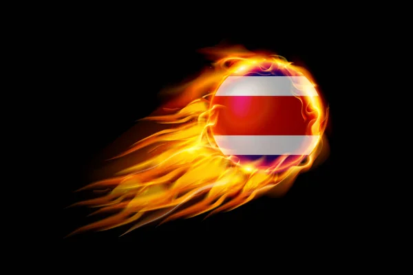 Drapeau Costa Rica Avec Fire Fire Ball Design Réaliste Isolé — Image vectorielle