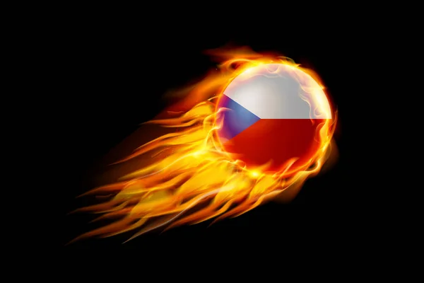 Σημαία Τσεχίας Μπάλα Φωτιάς Ρεαλιστική Σχεδίαση Απομονωμένη Μαύρο Φόντο Εικονογράφηση — Διανυσματικό Αρχείο