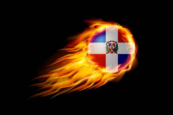 Bandera República Dominicana Con Bola Fuego Diseño Realista Aislado Sobre — Vector de stock