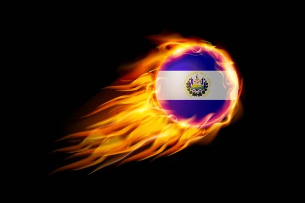 Salvador Drapeau Avec Fire Fire Ball Design Réaliste Isolé Sur — Image vectorielle