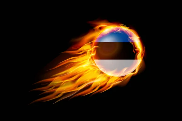 Bandera Estonia Con Bola Fuego Diseño Realista Aislado Sobre Fondo — Archivo Imágenes Vectoriales