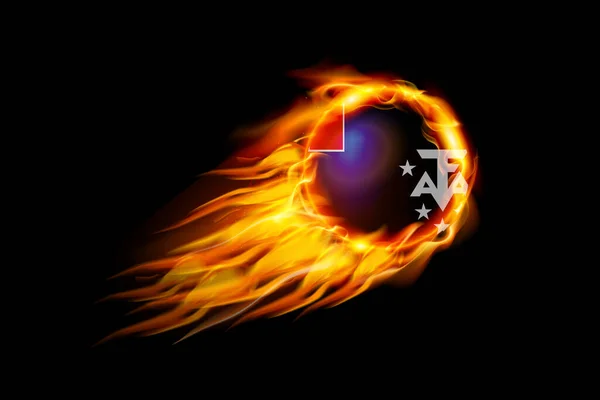 French Southern Antarctic Lands Flag Fire Ball Design Realistico Isolato — Vettoriale Stock