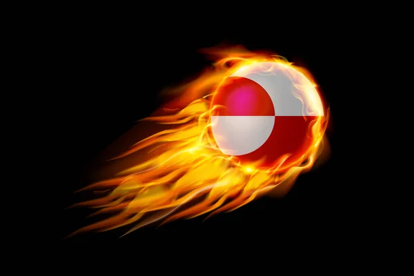 Drapeau Groenland Avec Fire Fire Ball Design Réaliste Isolé Sur — Image vectorielle