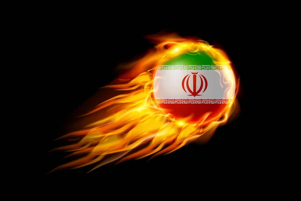 Bandera Irán Con Bola Fuego Diseño Realista Aislado Sobre Fondo — Archivo Imágenes Vectoriales