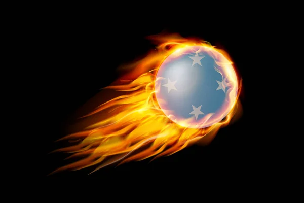 Micronesia Flag Fire Ball Realistyczny Projekt Izolowany Czarnym Tle Ilustracja — Wektor stockowy