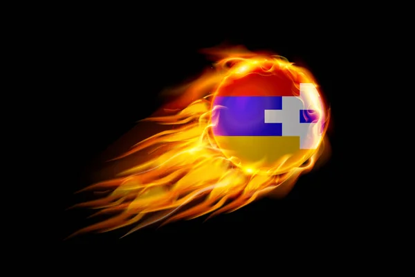 Drapeau Haut Karabakh Avec Fire Fire Ball Design Réaliste Isolé — Image vectorielle