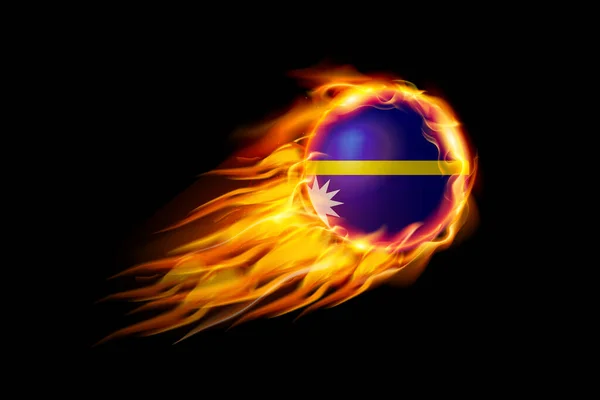 Bandera Nauru Con Bola Fuego Diseño Realista Aislado Sobre Fondo — Archivo Imágenes Vectoriales